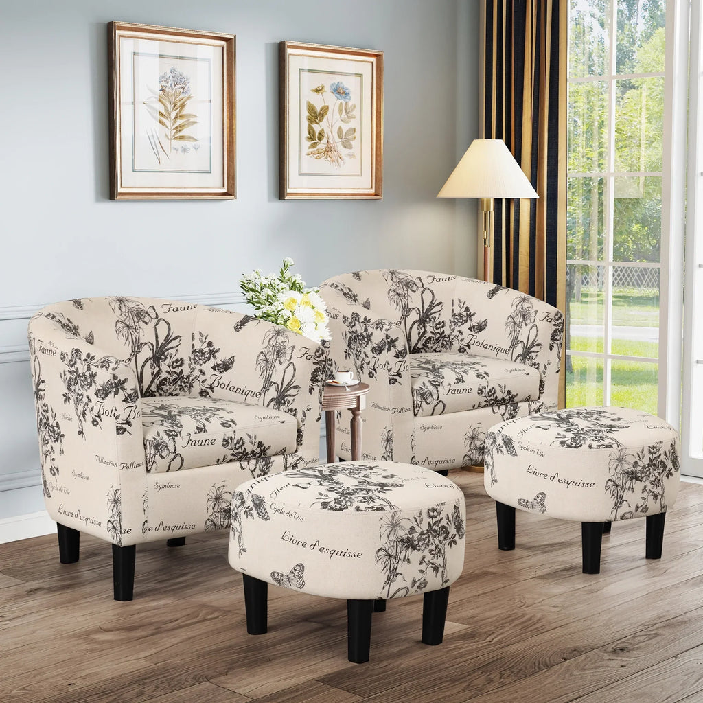 Nouveauté 2026 – Fauteuil d'appoint en velours beige Bonzy Home avec repose-pieds pour salon
