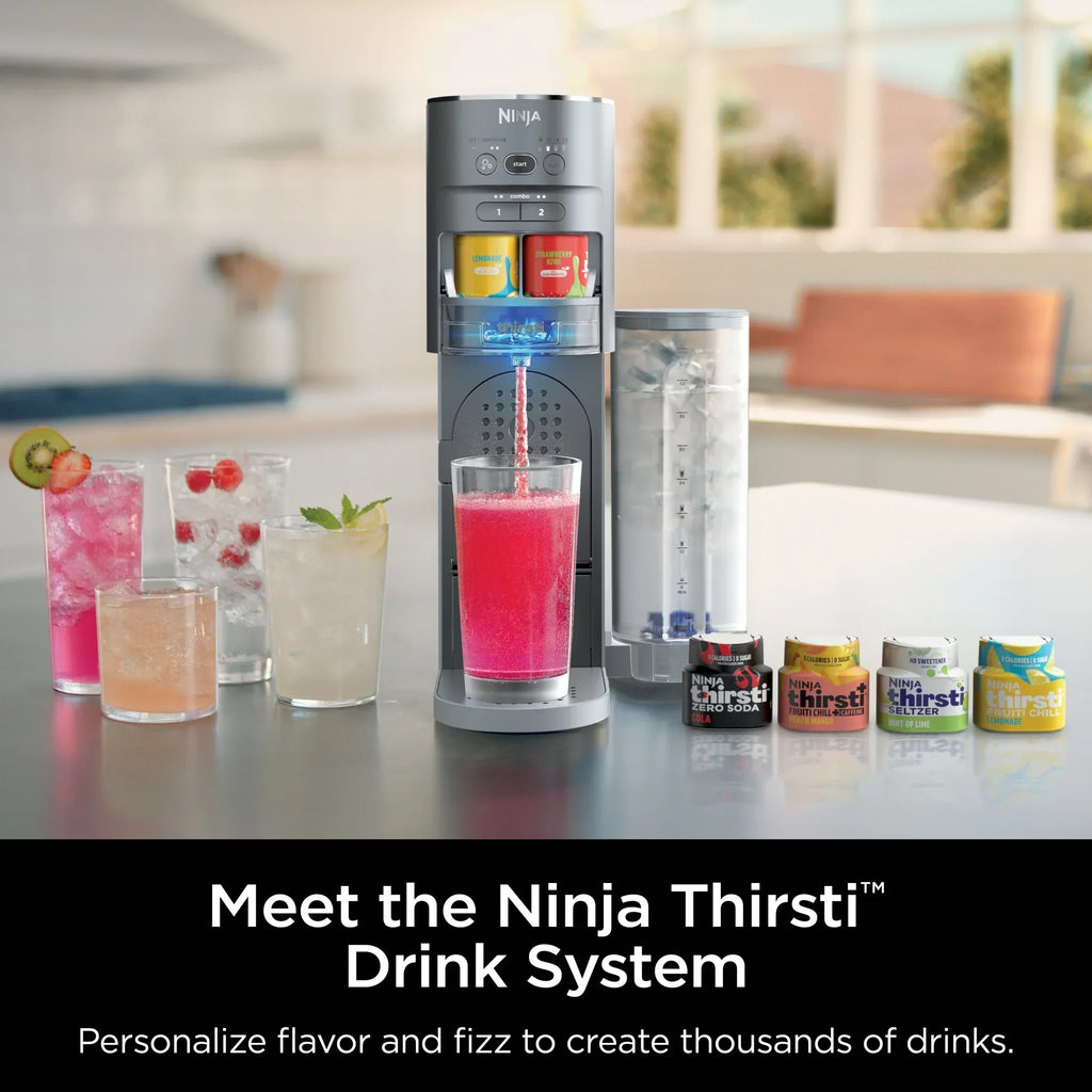 Nouveauté 2026 – Machine à boissons Ninja Thirsti , kit de boissons personnalisées plates et gazeuses, avec cartouche de CO2, arômes et réservoir de 1,4 litre