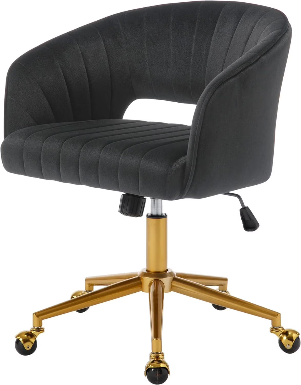 Nouveauté 2026 – Chaise de bureau Westice , chaise de travail en velours, chaise pivotante réglable en hauteur avec base dorée, idéale pour coiffeuse, bureau, salon ou salle informatique, beige