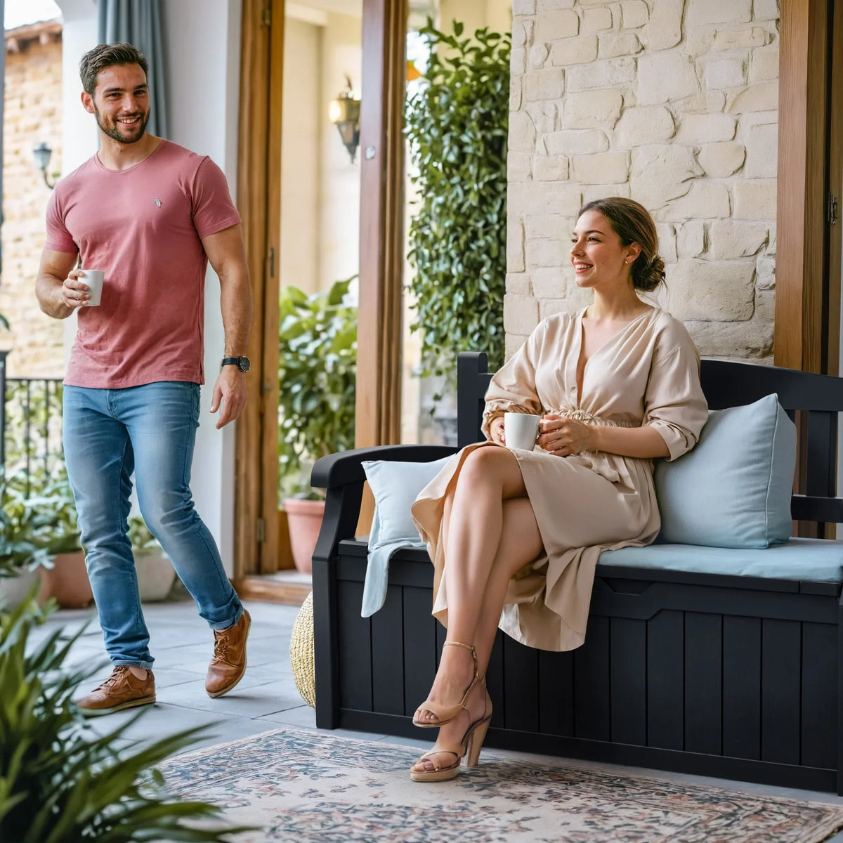 Nouveauté 2026 – Banc de rangement Homall de 80 gallons en plastique, fabriqué en résine durable et résistante aux intempéries, avec compartiment de rangement organisé de type Deckbox, pour patios et pelouses extérieures, noir