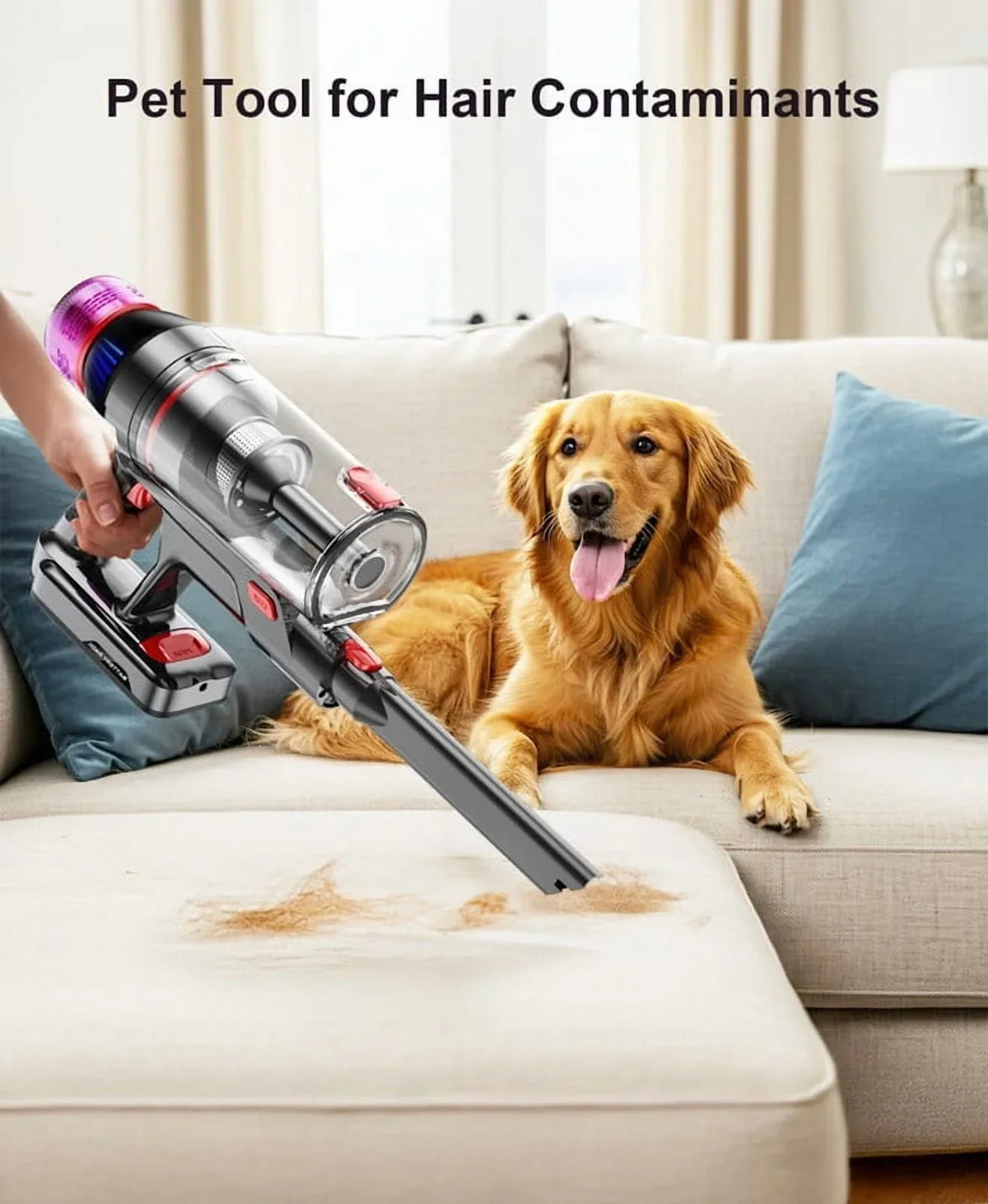 Nouveauté 2026 – Aspirateur sans fil Hosaud - 45 000 Pa, 550 W, 55 min d'autonomie, 2 600 mAh - Léger et idéal pour la maison, les poils d'animaux, les tapis et les sols (violet