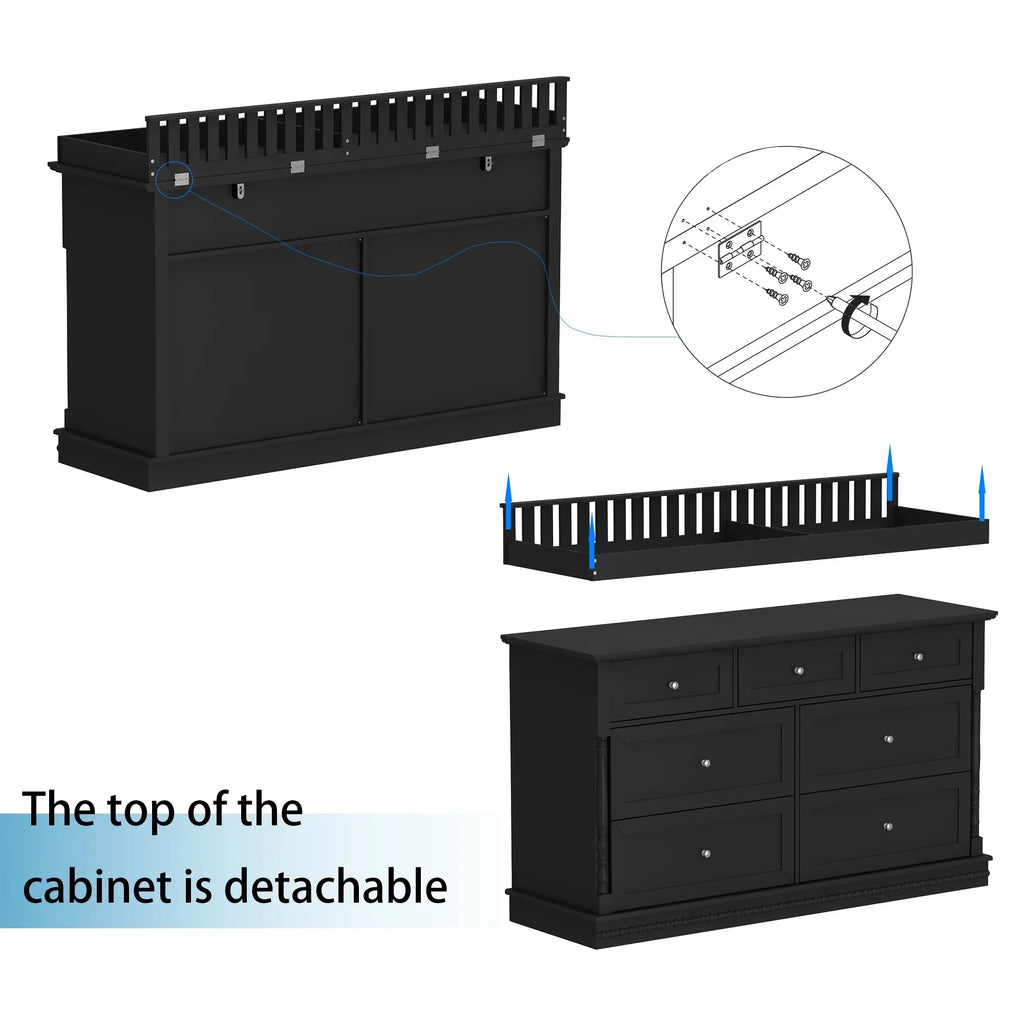 Nouveauté 2026 – Table à langer/commode pour chambre de bébé OXYLIFE , 114 cm (45 po), avec 4 tiroirs et une étagère, blanche