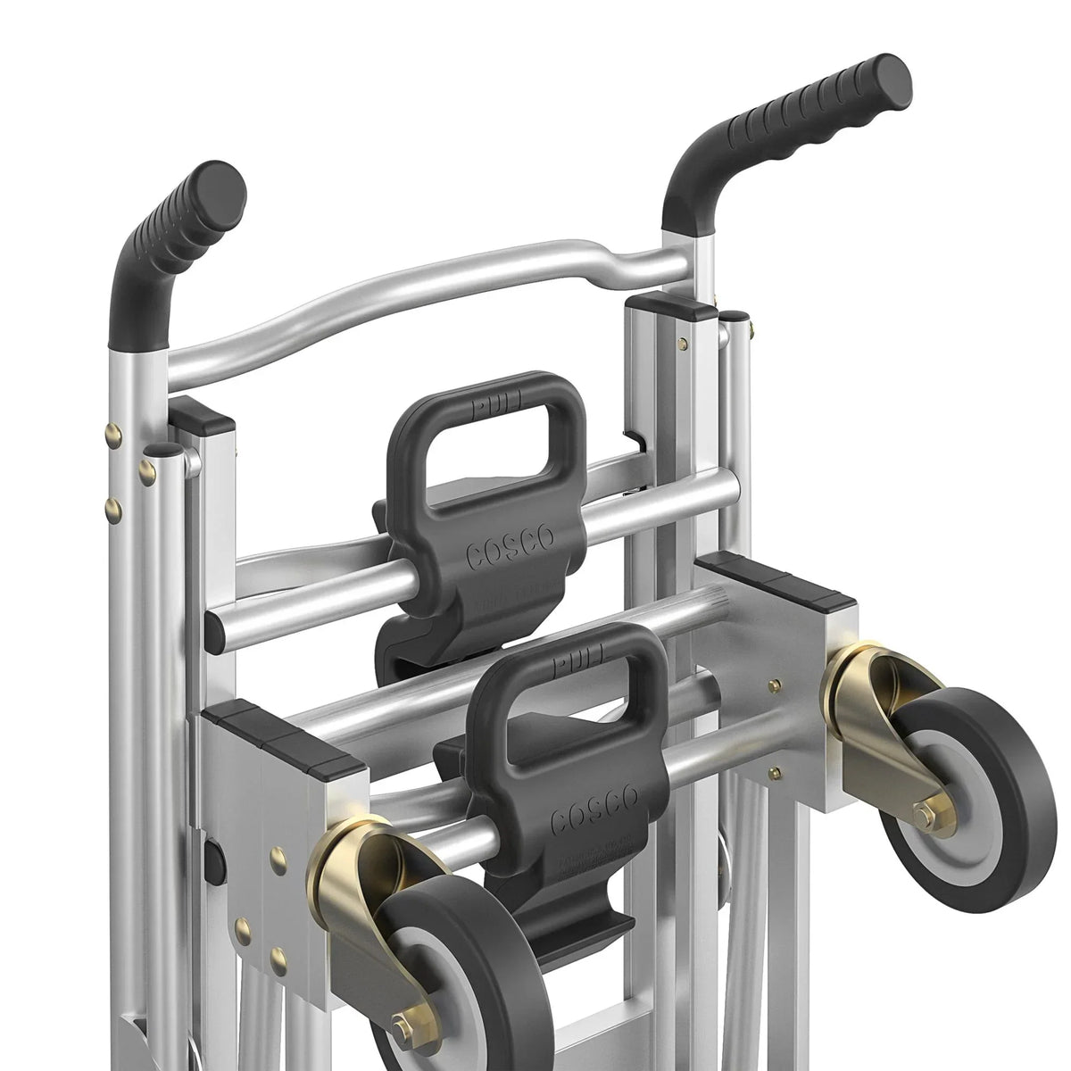 Nouveauté 2026 – Chariot de manutention/diable assisté 3 en 1 Cosco en aluminium, série , avec roues increvables, argent