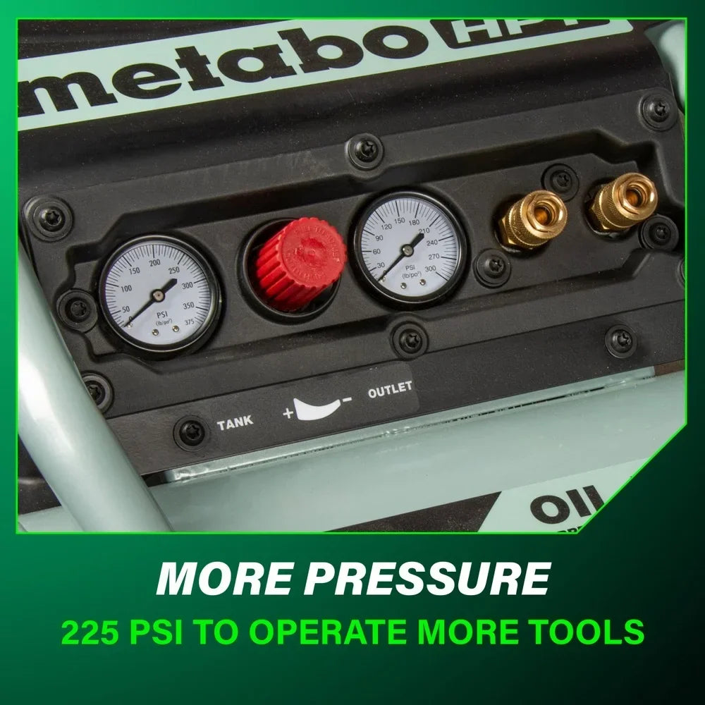 Nouveauté 2026 – Compresseur d'air Metabo HPT , modèle THE TANK, compresseur d'air sur chariot de 8 gallons (30 litres), 225 PSI (15,8 bar), polyvalent pour une utilisation avec des cloueuses de charpente, de bardage, de finition ou de toiture, mobil