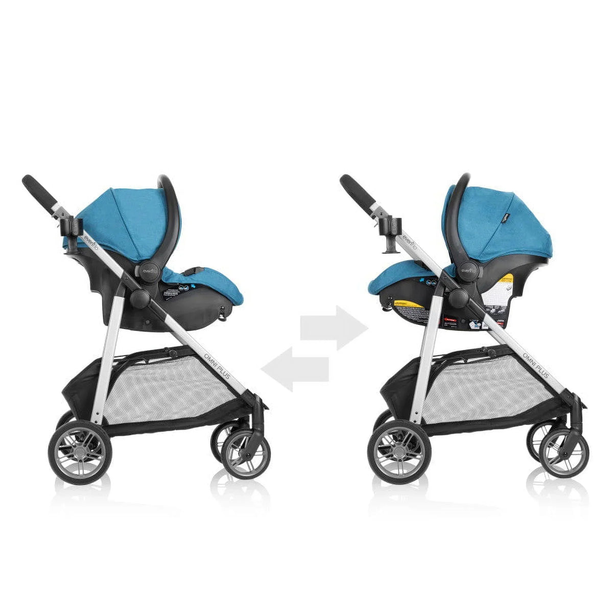 Nouveauté 2026 – Système de voyage modulaire Evenflo Omni Plus avec siège auto pour bébé LiteMax Sport, gris Mylar, unisexe