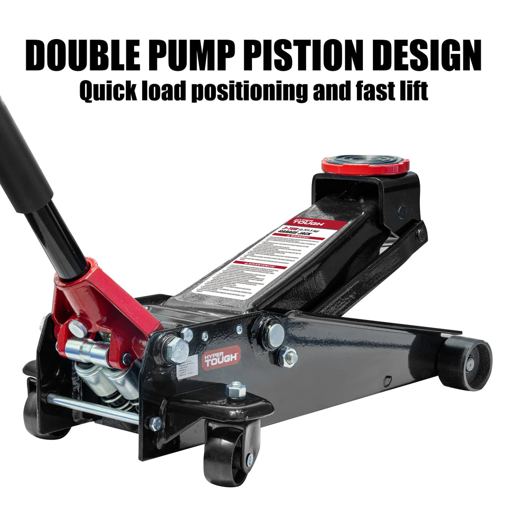 Nouveauté 2026 – Cric hydraulique Hyper Tough 3 tonnes avec double pompe - Noir