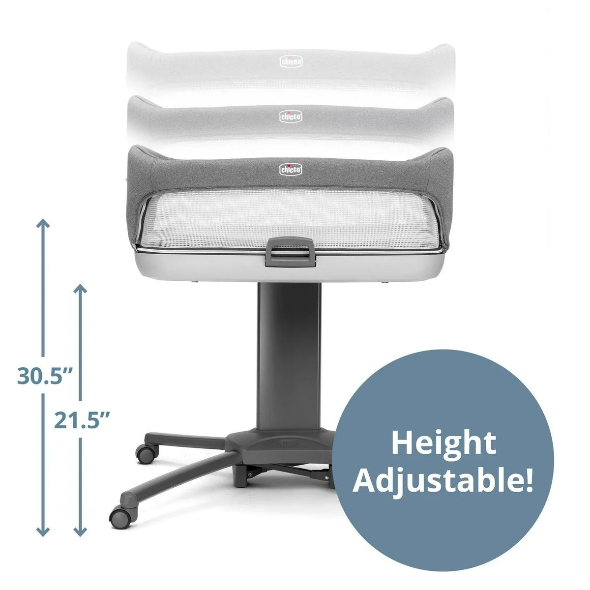 Nouveauté 2026 – Chicco Close to You Berceau de chevet portable 3 en 1 avec table à langer intégrée - Gris chiné (Gris). Neuf