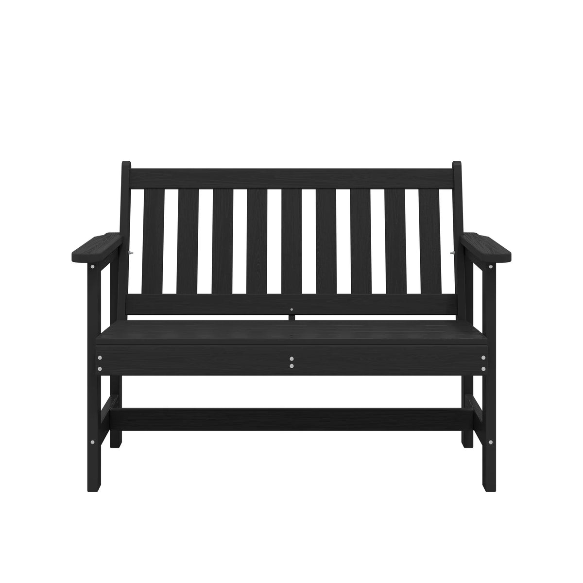 Nouveauté 2026 – Banc d'extérieur SERWALL pour 2 personnes, en PEHD résistant aux intempéries avec renforts en aluminium, supporte jusqu'à 300 kg, confortable pour terrasse, jardin et véranda, noir
