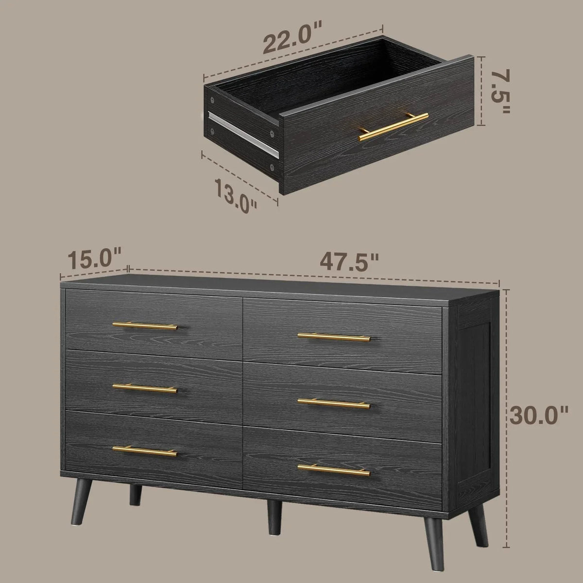 Nouveauté 2026 – Ensemble de meubles de chambre à coucher Lofka King - Comprend un cadre de lit King, deux tables de chevet et deux commodes pour une décoration intérieure moderne