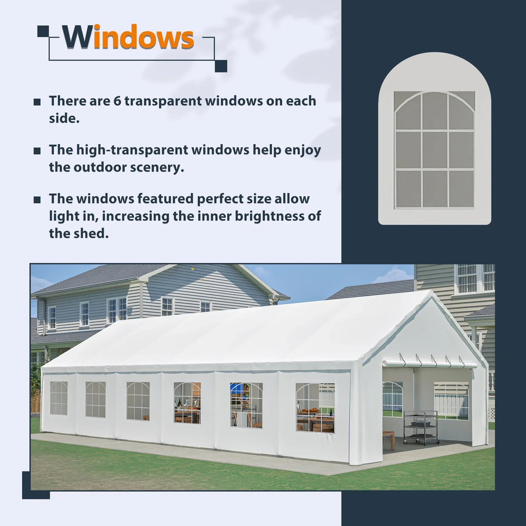 Nouveauté 2026 – Tente de réception robuste 20 x 40 pi avec 3 sacs de rangement - Grand abri imperméable pour mariages et événements, parois latérales amovibles et porte zippée - Tente extérieure commerciale pour fêtes, abri de voiture, camping, barb