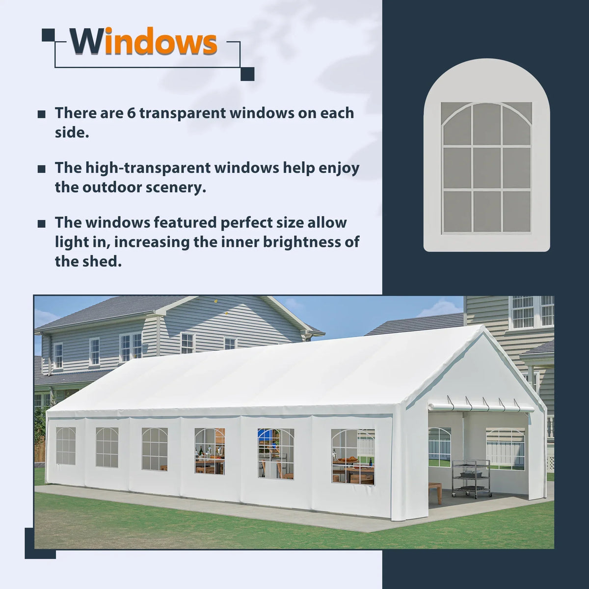 Nouveauté 2026 – Tente de réception robuste 20 x 40 pi avec 3 sacs de rangement - Grand abri imperméable pour mariages et événements, parois latérales amovibles et porte zippée - Tente extérieure commerciale pour fêtes, abri de voiture, camping, barb