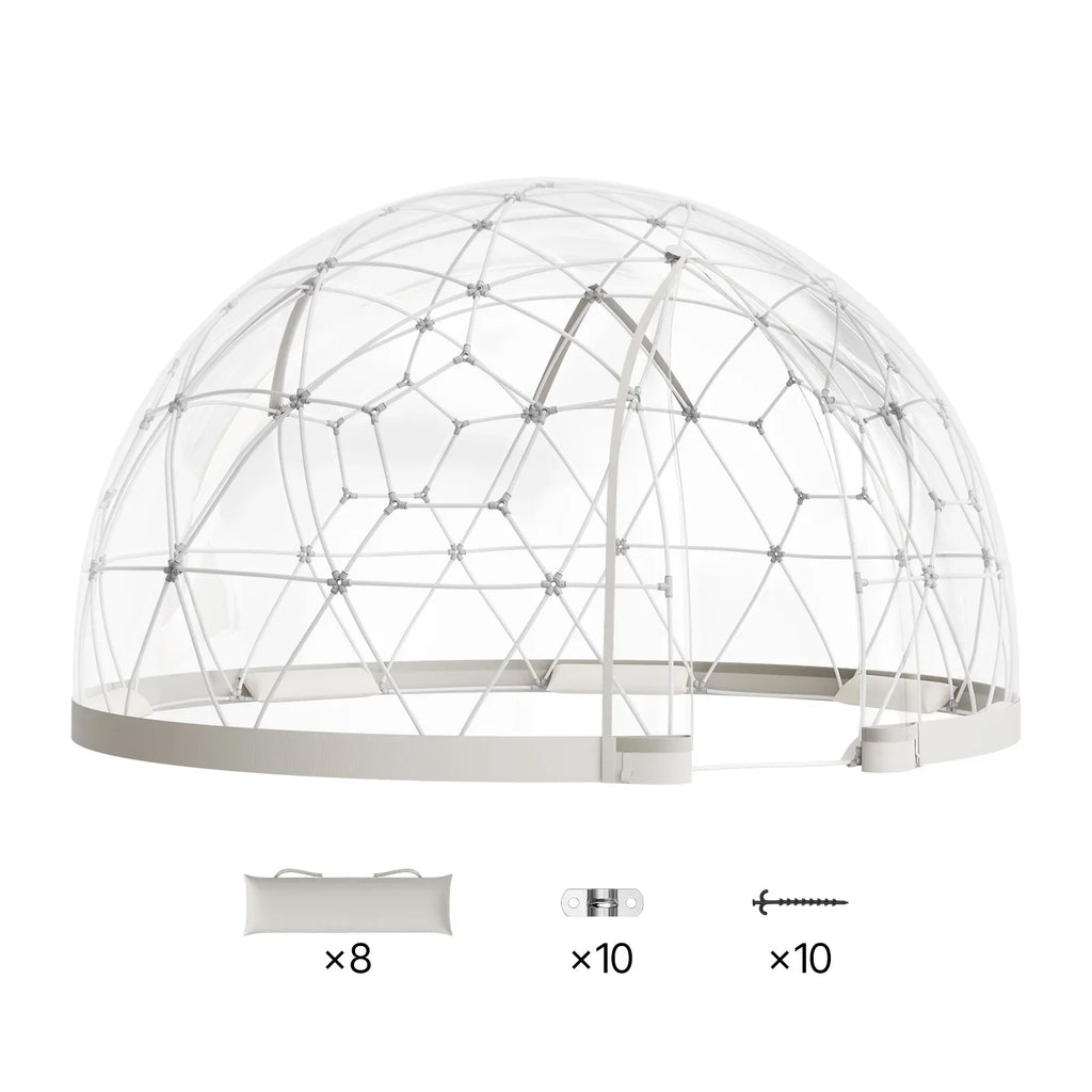 Nouveauté 2026 – Tente dôme de jardin VEVOR , 3,66 x 2,20 m, tente bulle transparente d'extérieur pour 4 à 7 personnes, serre géodésique résistante aux intempéries avec fenêtre, tentes igloo en PVC pour jardin, terrasse, camping, fêtes et mariages