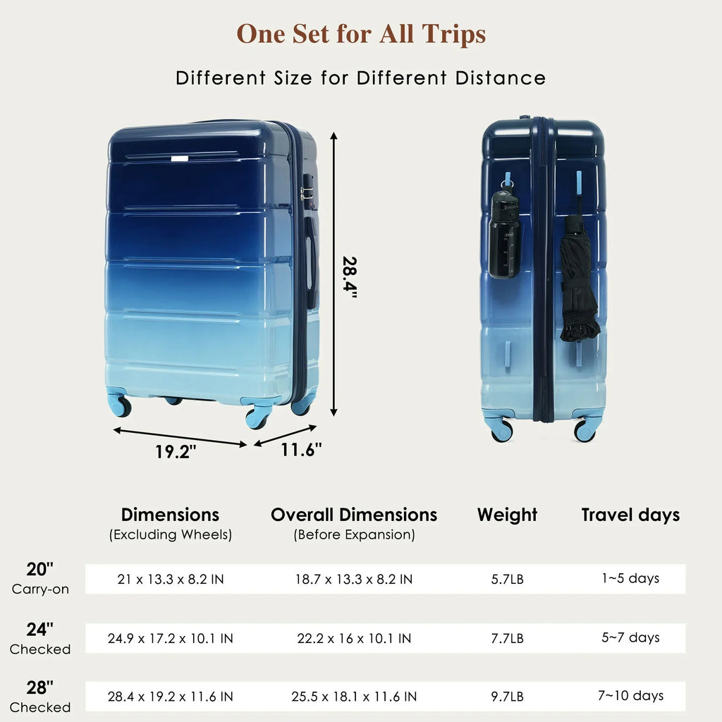 Nouveauté 2026 – Ensemble de 3 valises PAPROOS (51/61/71 cm), valise rigide légère avec port USB et crochets latéraux, bagage de voyage avec serrure TSA, valise à roulettes rigide pour l'école et les voyages, rose