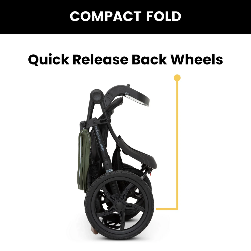 Nouveauté 2026 – Poussette de jogging Jeep TurboGlyde de Delta Children, noire
