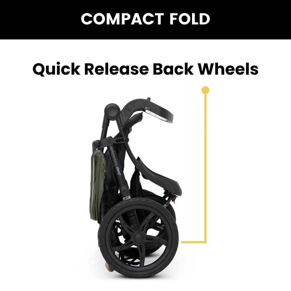 Nouveauté 2026 – Poussette de jogging Jeep TurboGlyde de Delta Children, noire
