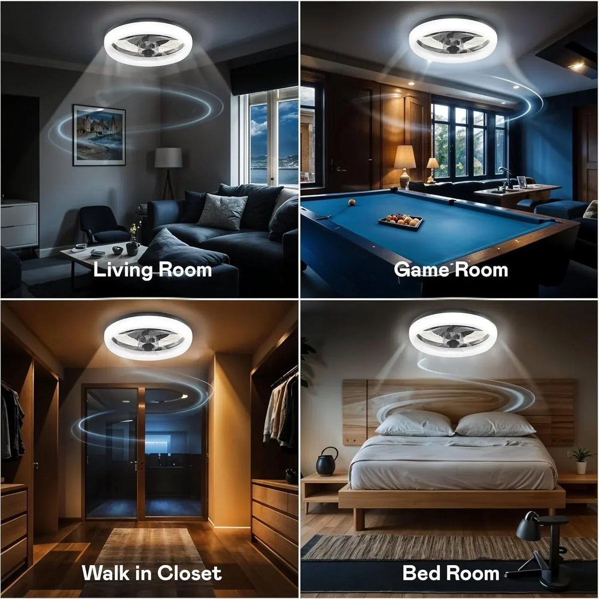 Nouveauté 2026 – Ventilateur de plafond extra-plat CannonX 14" avec éclairage et télécommande, ventilateur de plafond moderne avec lumière, 6 vitesses, 3 modes d'éclairage (3500K-5500K), montage encastré pour chambre à coucher, LED 2200 lumens