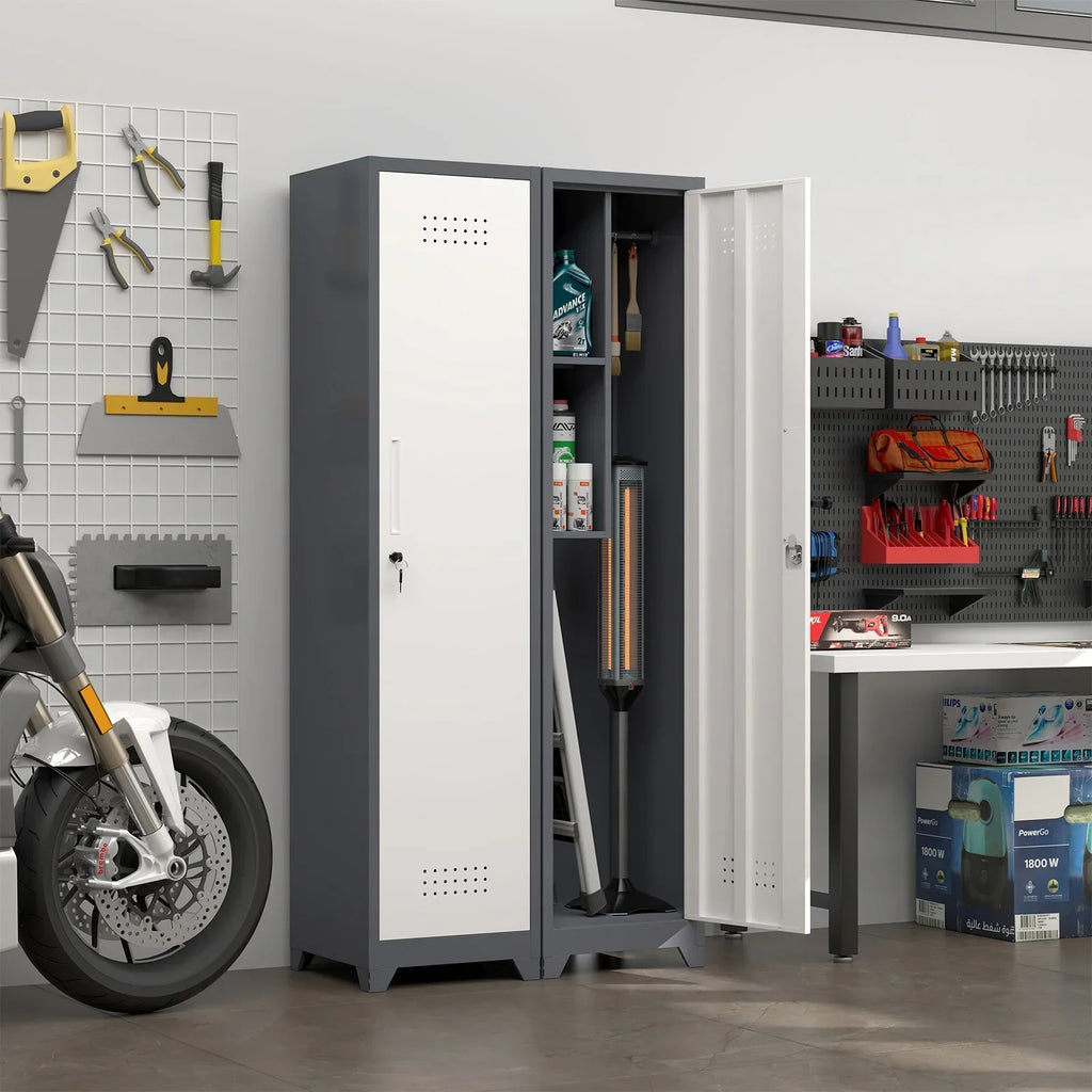Nouveauté 2026 – Armoire à balais Marcree Slim , armoire métallique avec étagères et tringle de suspension, armoire de rangement utilitaire de 165 cm avec porte verrouillable, armoire de rangement haute pour produits de nettoyage, idéale pour la cuis