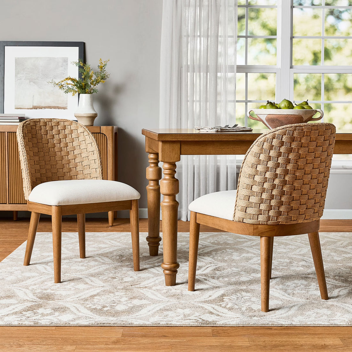 Nouveauté 2026 – Ensemble de 2 chaises de salle à manger de style ferme Saylor de My Texas House, en bois naturel, année