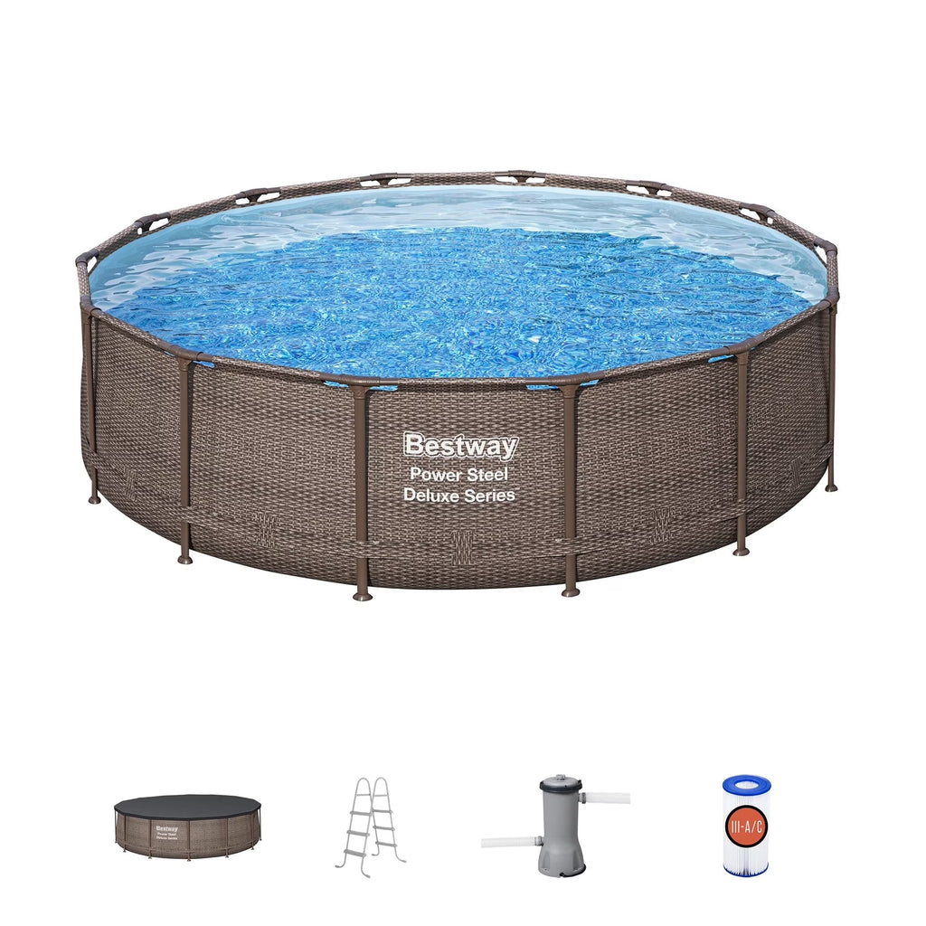 Nouveauté 2026 – Ensemble de piscine extérieure ronde Bestway Power Steel 14 pi x 42 po