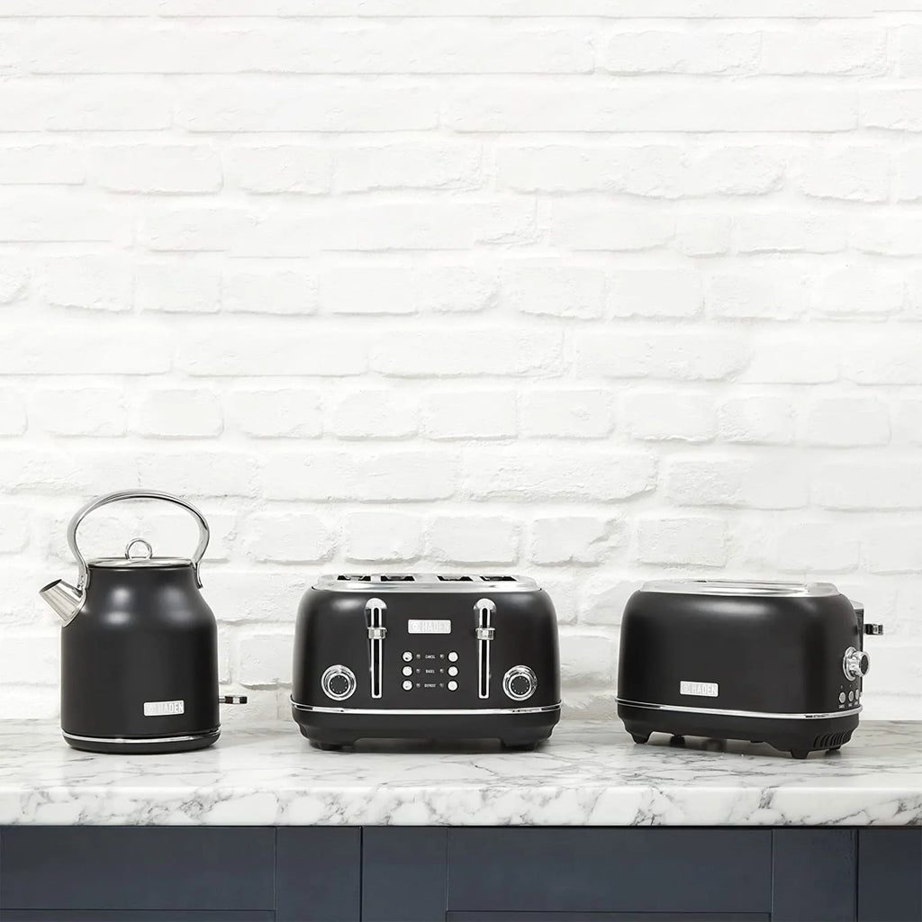 Nouveauté 2026 – Bouilloire électrique Haden Heritage 1500 1,7 W , finition noir mat avec accents cuivrés