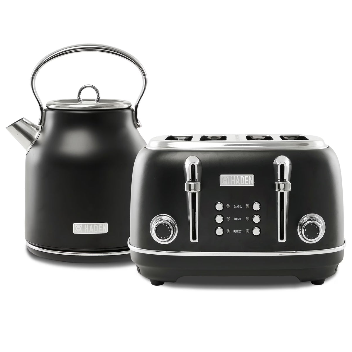 Nouveauté 2026 – Bouilloire électrique Haden Heritage 1500 1,7 W , finition noir mat avec accents cuivrés