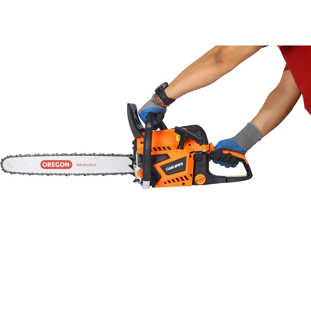 Nouveauté 2026 – ! Tronçonneuse à essence 20 pouces, 52 cm³, pour l'abattage et la coupe du bois. Moteur 2 temps conforme aux normes EPA. Guide-chaîne Oregon