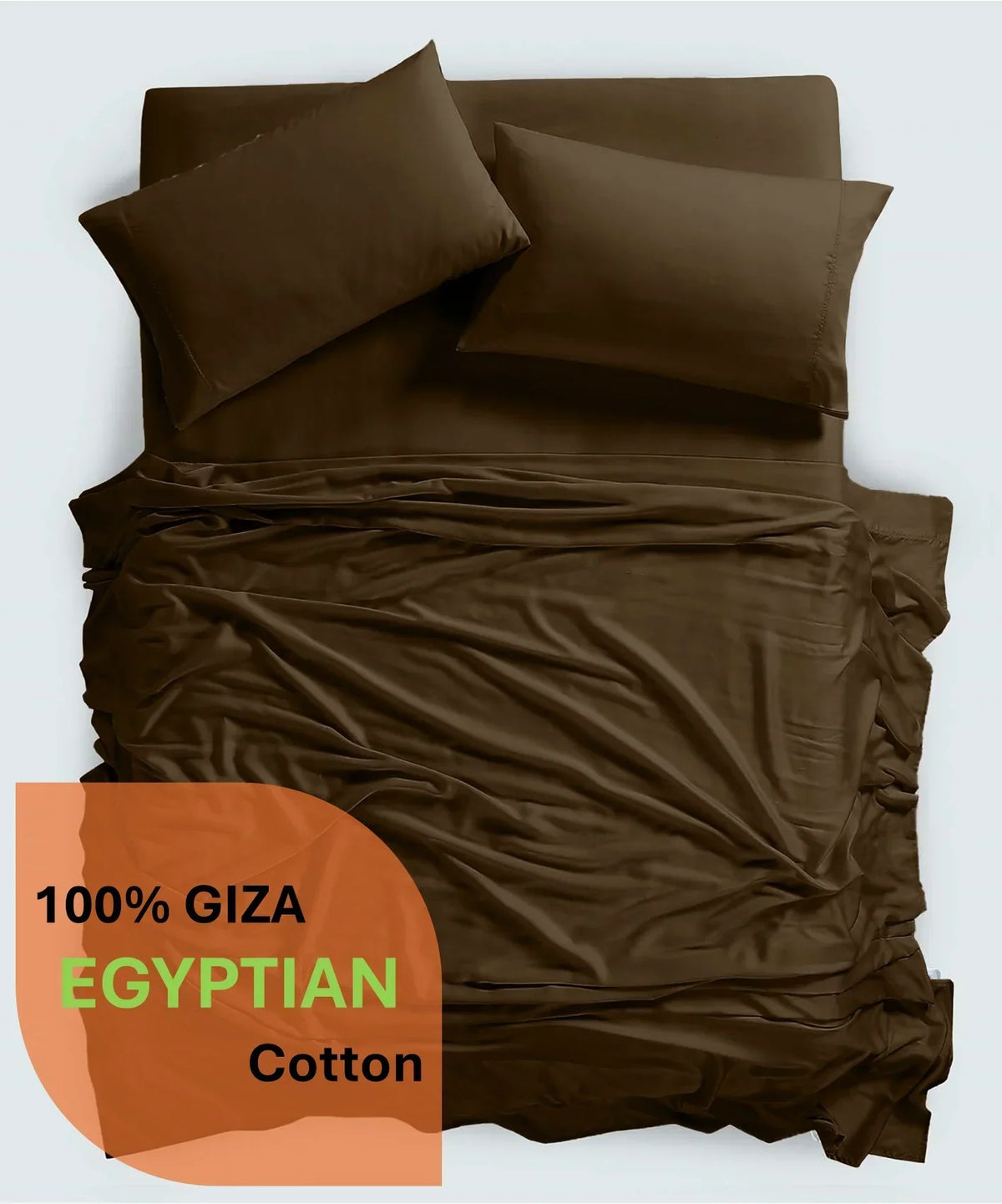 Nouveauté 2026 – Parure de lit 4 pièces en coton égyptien Giza 100 % (600 fils/cm²), drap-housse à bonnet profond de 38 cm, satin doux et respirant - Noir, 1 place