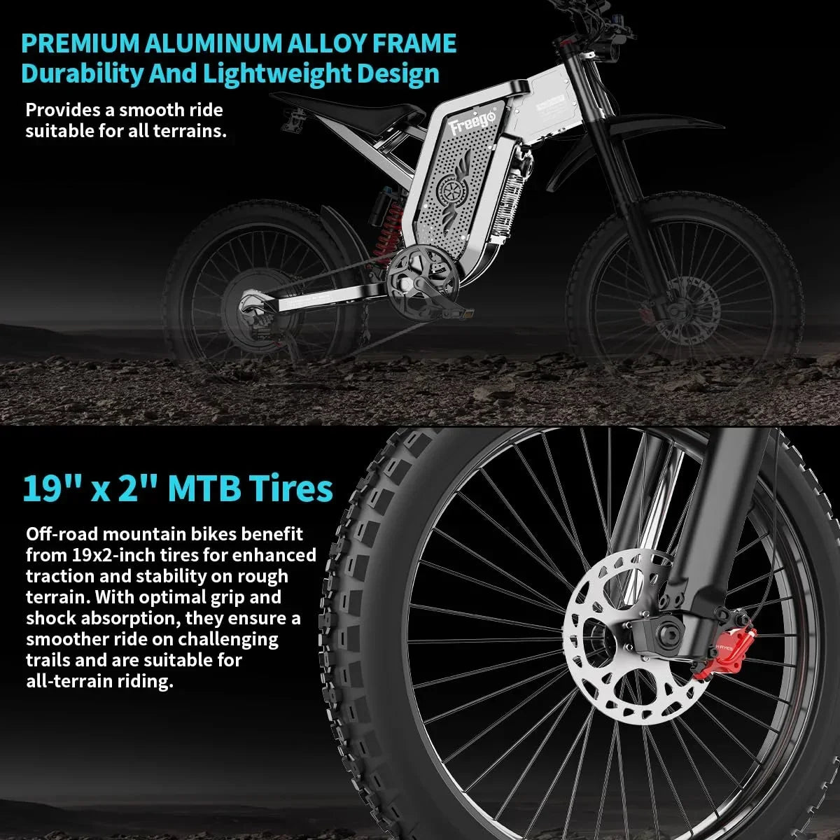 Nouveauté 2026 – Vélo tout-terrain électrique Freego X2 Pro , vitesse maximale de 80 km/h, moteur de 6000 W (crête), batterie 60 V 30 Ah, pneus 19 x 2, suspension intégrale, freins hydrauliques, accélérateur à mi-course, homologué UL2849