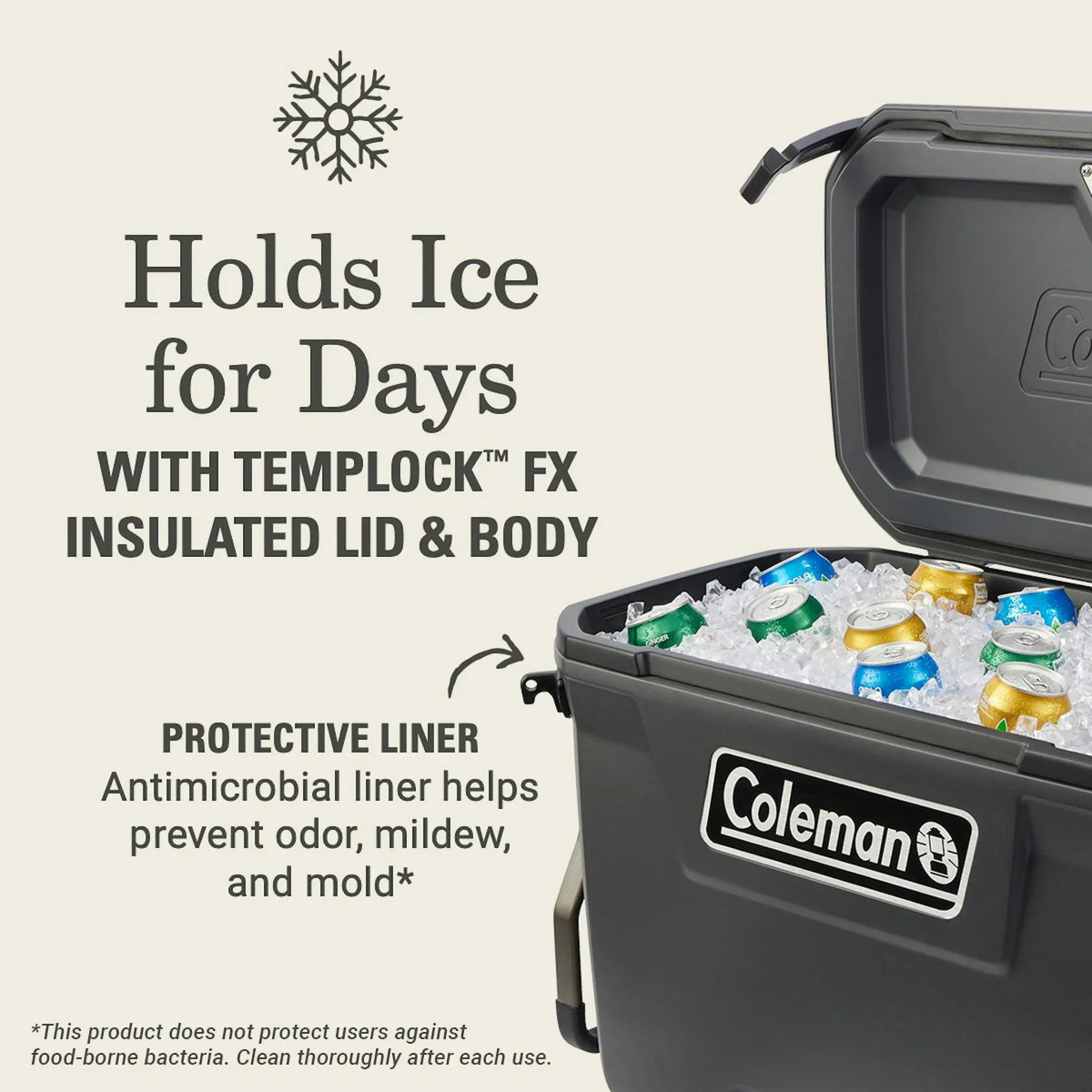 Nouveauté 2026 – Glacière rigide Coleman Convoy Series , 65 pintes (environ 60 litres), avec roulettes, capacité jusqu'à 48 canettes, couleur noyer brun
