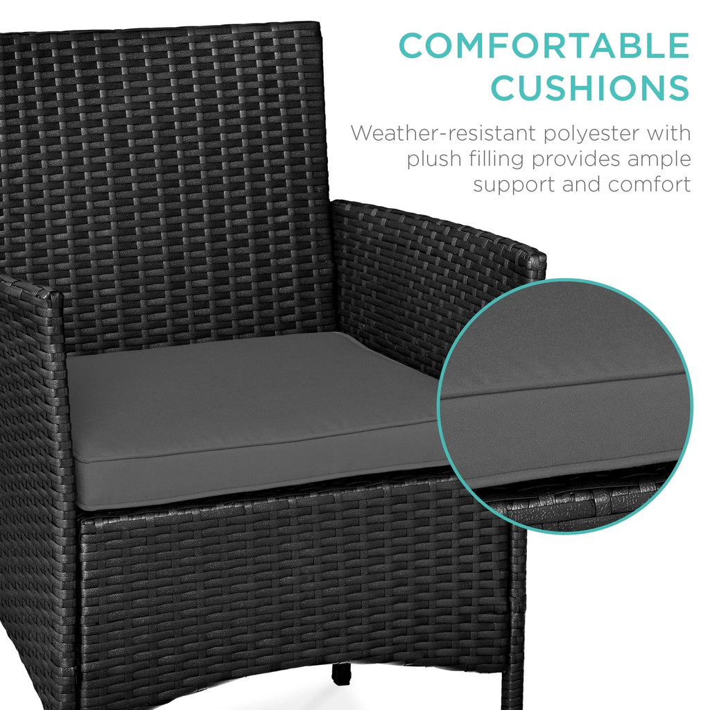 Nouveauté 2026 – Ensemble bistro de jardin 3 pièces en résine tressée Best Choice Products , avec 2 chaises et une table - Gris/Bleu marine