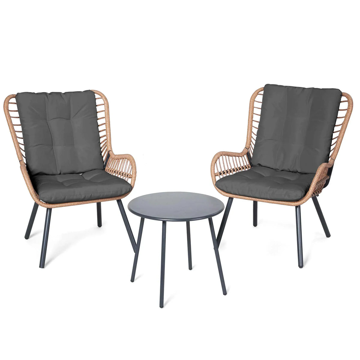 Nouveauté 2026 – Ensemble de mobilier de patio 3 pièces LAUSAINT HOME , comprenant un bistro d'extérieur à dossier haut, une table basse et des coussins beiges pour jardin ou terrasse