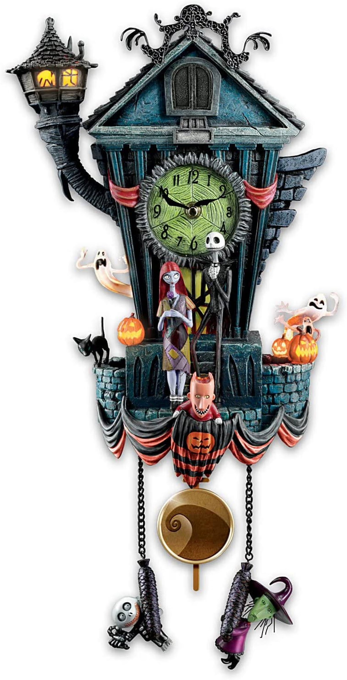 Nouveauté 2026 – The Bradford Exchange Horloge à coucou L'Étrange Noël de Monsieur Jack, 53 cm, musicale, lumineuse, édition limitée
