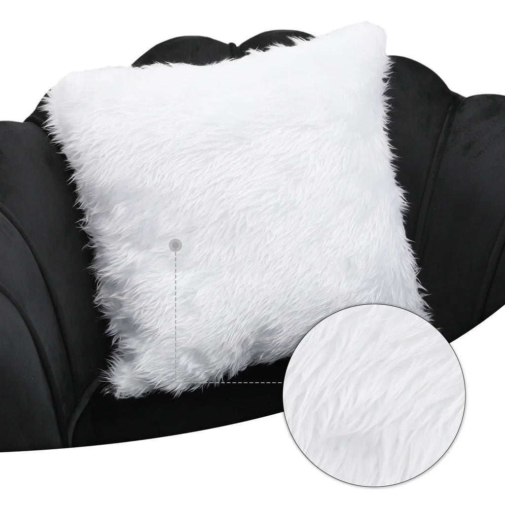 Nouveauté 2026 – Ensemble de 2 fauteuils d'appoint MoNiBloom , capitonnés en velours, avec coussin et repose-pieds. Fauteuil moderne rembourré, assise capitonnée et pieds en métal doré, idéal pour le salon. Couleur : noir