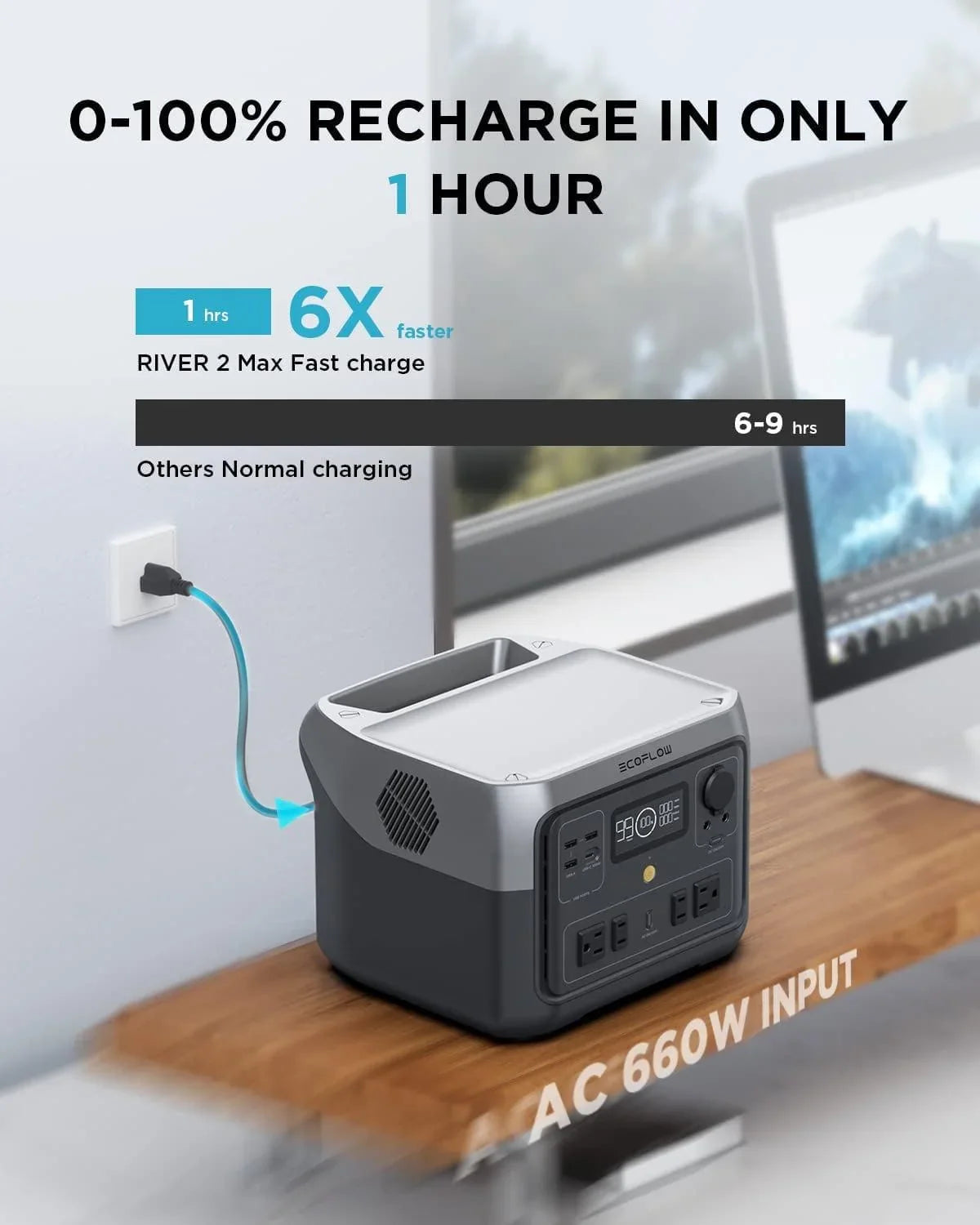 Nouveauté 2026 – Nouvelle station d'alimentation portable EcoFlow RIVER 2 Max , capacité de 512 Wh. Générateur solaire. Sortie CA de 1 000 W pour le camping, l'alimentation de secours à domicile, les situations d'urgence, les camping-cars et les inst