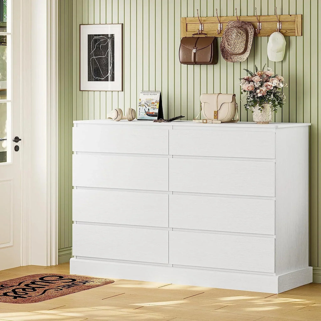 Nouveauté 2026 – Commode double à 8 tiroirs en bois noir, idéale pour la chambre à coucher ou le salon. Grand meuble de rangement pour la maison ou le salon