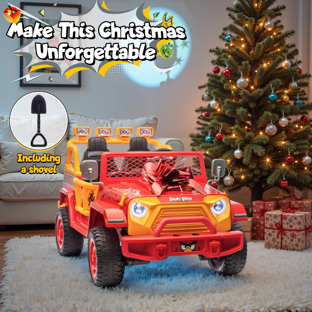 Nouveauté 2026 – Joyracer , véhicule électrique 24 volts pour enfants de 3 à 8 ans, sous licence Angry Birds, avec télécommande, pelle, Bluetooth, phares et roues motorisées. Convient aux enfants jusqu'à 60 kg (130 lbs). Couleur verte