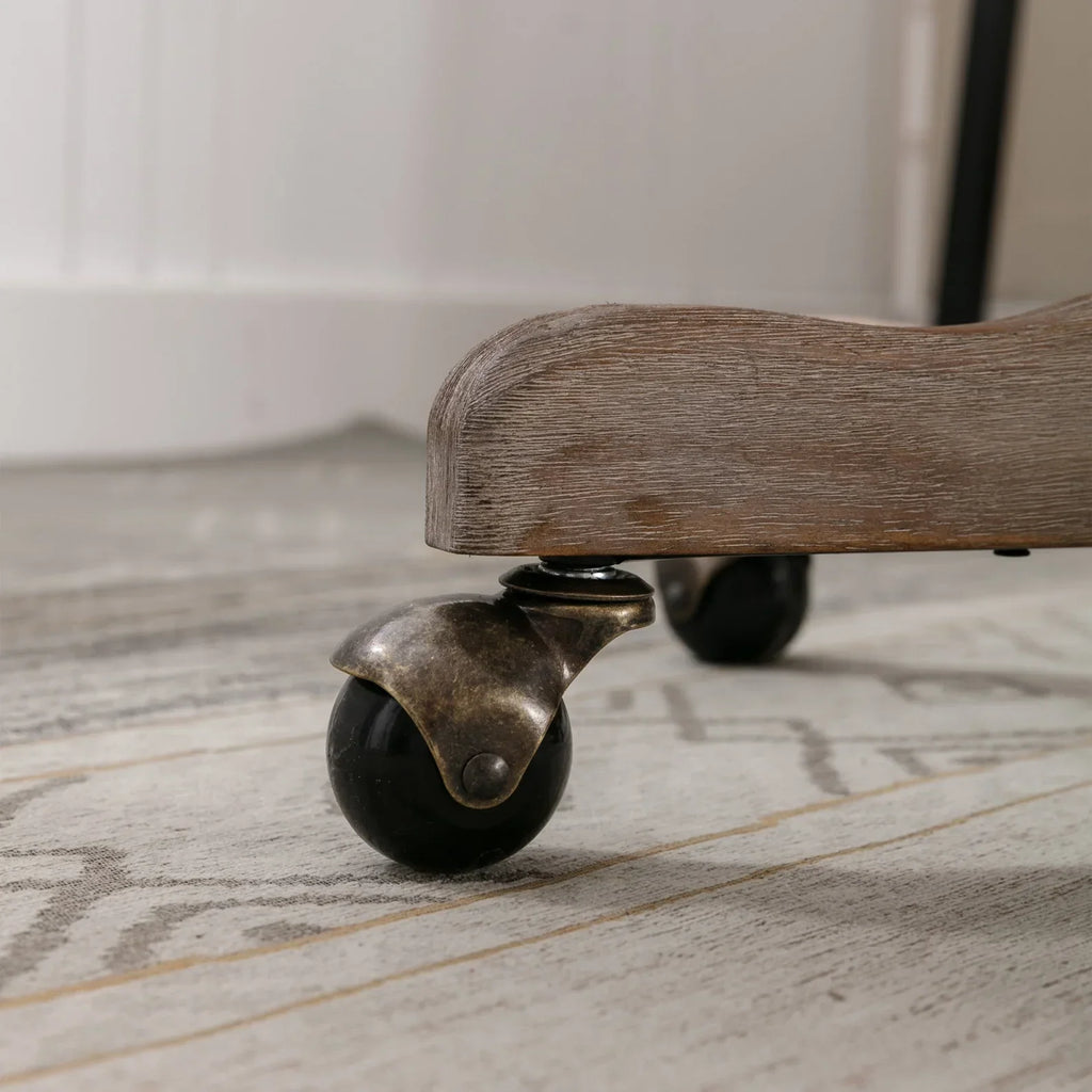 Nouveauté 2026 – Chaise de bureau pivotante à 360° , chaise de coiffeuse rembourrée avec base en bois massif et roulettes, hauteur réglable, idéale pour la chambre ou le salon, marron