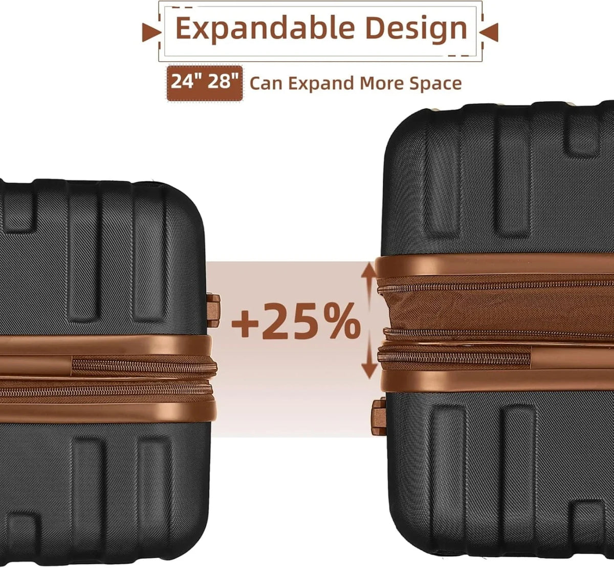 Nouveauté 2026 – Ensemble de 6 valises rigides comprenant des valises extensibles à roulettes pivotantes avec serrure TSA, 25 % de capacité supplémentaire, un sac de voyage et une trousse de toilette, valises en ABS crème