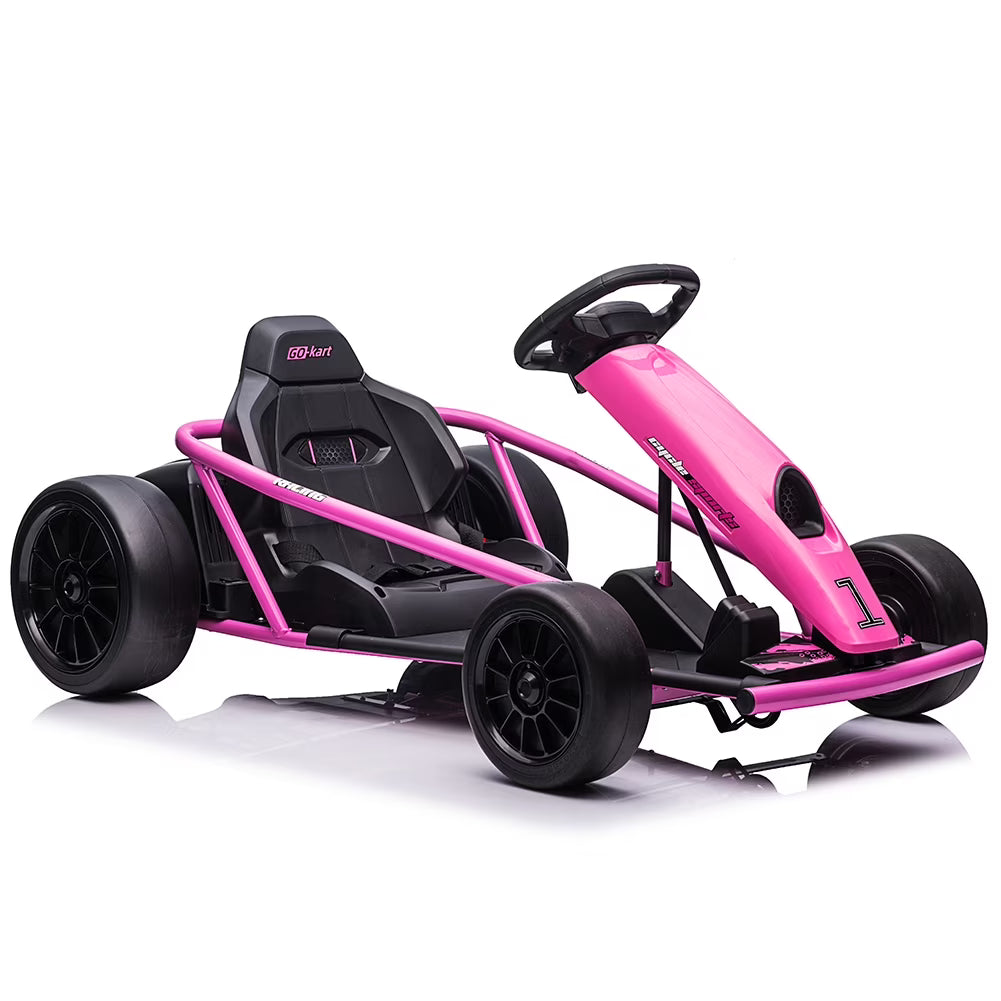 Nouveauté 2026 – Karting Simzone pour enfants, batterie 24 V, 2 moteurs 300 W, à pédales, vitesse maximale de 13 km/h, fonction drift, démarrage progressif, musique, pneus élastiques et résistants, bleu