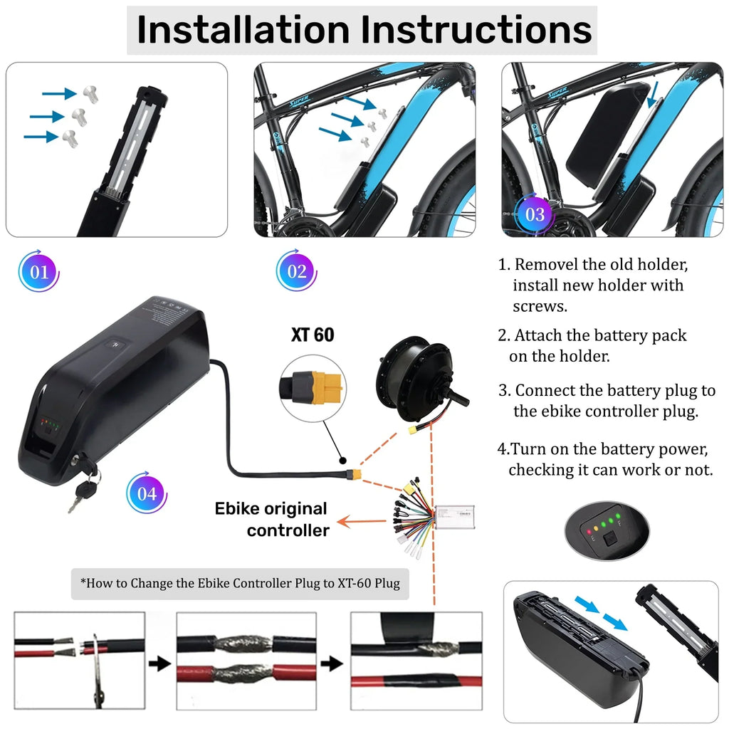 Nouveauté 2026 – Batterie 48 V 20 Ah pour vélo électrique - Batterie lithium 48 V avec chargeur pour vélos et tricycles électriques adultes de 750 W à 1500 W