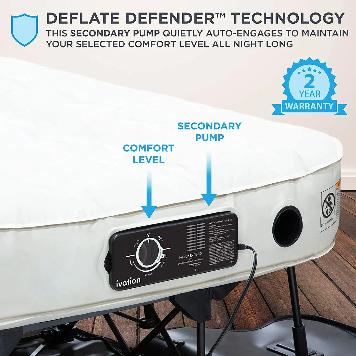 Nouveauté 2026 – Lit gonflable portable Ivation EZ-Bed 10 po avec pompe intégrée