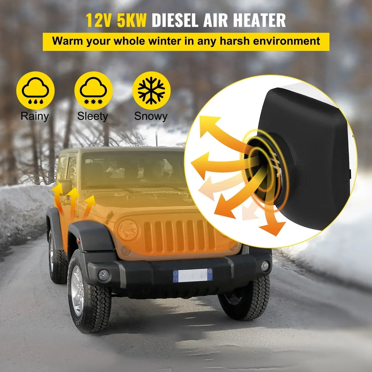 Nouveauté 2026 – Chauffage d'air diesel VEVORbrand 5 kW, réservoir de 10 L, chauffage diesel 12 V avec silencieux, thermostat LCD et télécommande pour camping-cars, bus, remorques, caravanes et bateaux