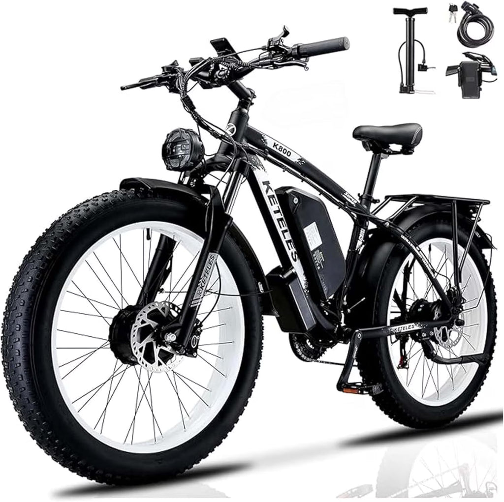Nouveauté 2026 – Vélo électrique KETELES pour adultes, Peak 4000W à double moteur, VTT électrique à gros pneus 26", batterie amovible 48V 23AH UL 2849