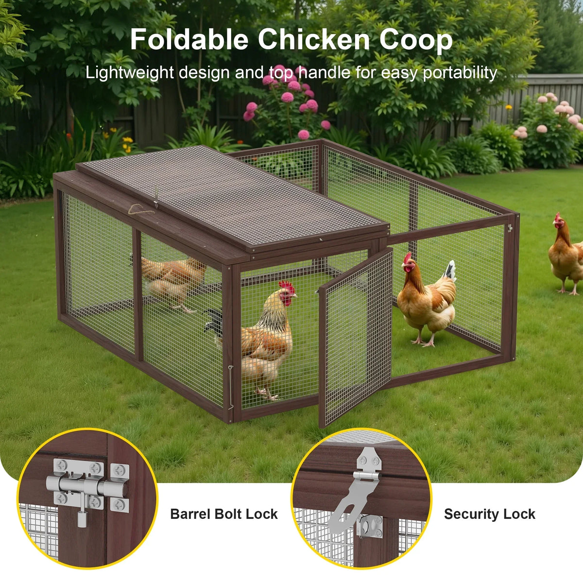 Nouveauté 2026 – Poulailler portable , clapier, cage d'extérieur en bois pour petits animaux (lapins, canards, poussins, cailles), aucun assemblage requis