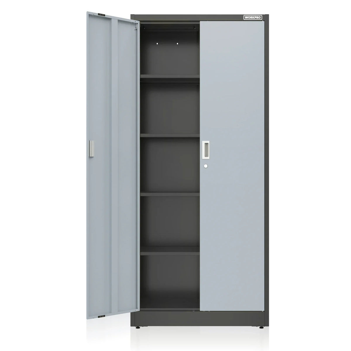 Nouveauté 2026 – Armoire de rangement métallique WORKPRO avec portes verrouillables et étagères réglables, hauteur 180 cm (71 pouces), idéale pour les outils, le bureau, la maison et les ateliers (noir), emballage soigné