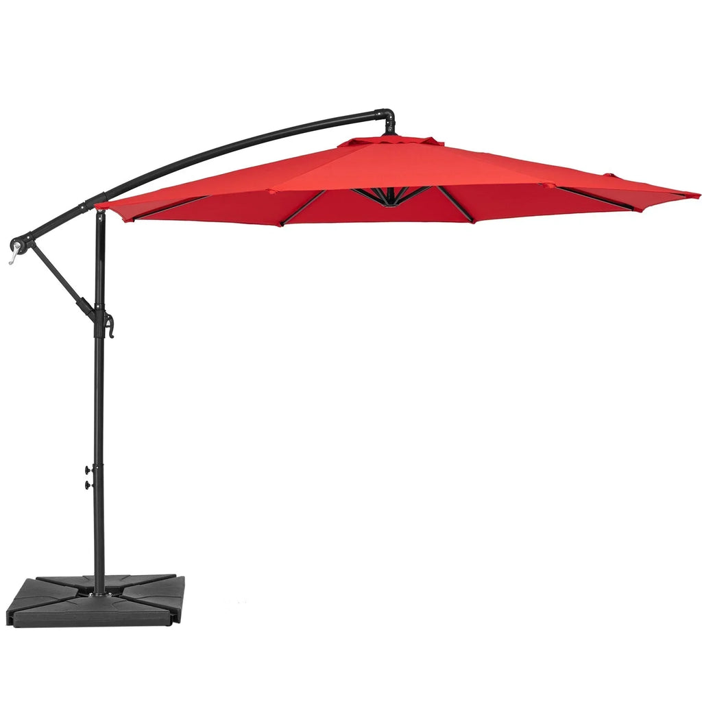 Nouveauté 2026 – Parasol déporté suspendu JUSTLET de 3 m (10 pi) robuste avec base en 4 pièces incluse, beige
