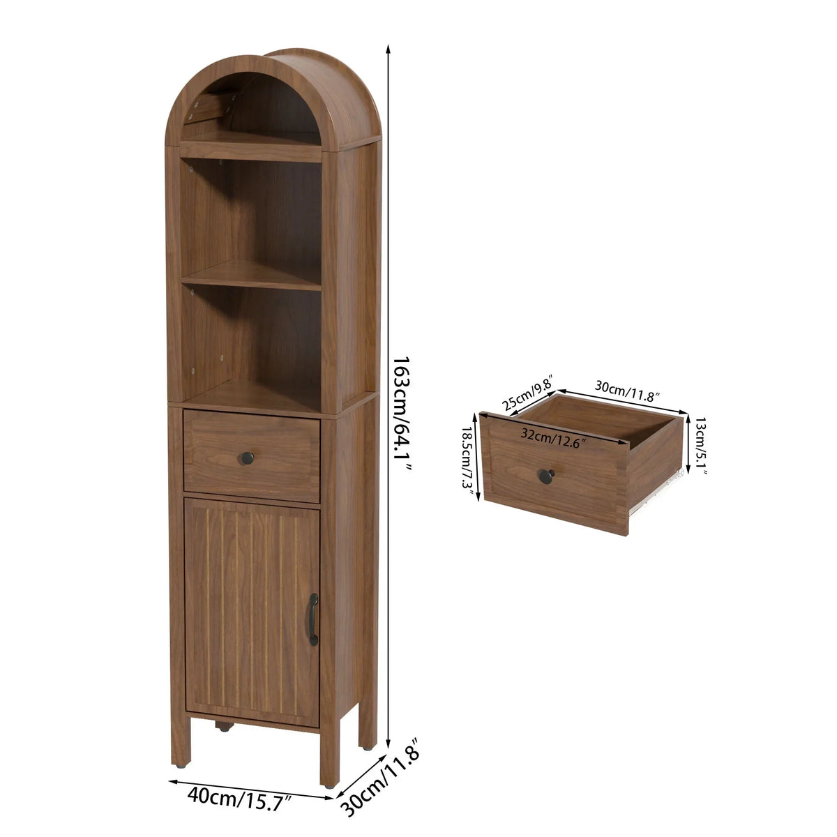Nouveauté 2026 – Armoires de rangement hautes pour salle de bain Fiogmub avec portes et étagères, armoire à linge haute et étroite avec tiroir