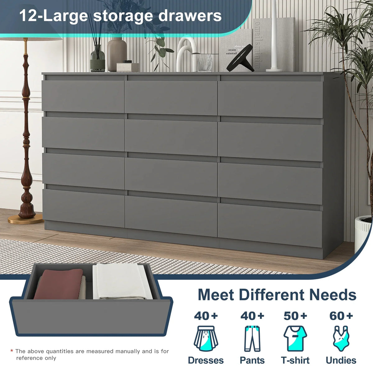 Nouveauté 2026 – Commode moderne Kadyn à 6 tiroirs, meuble en bois, commode pour chambre, meuble de rangement de cuisine avec tiroirs, commode (noire