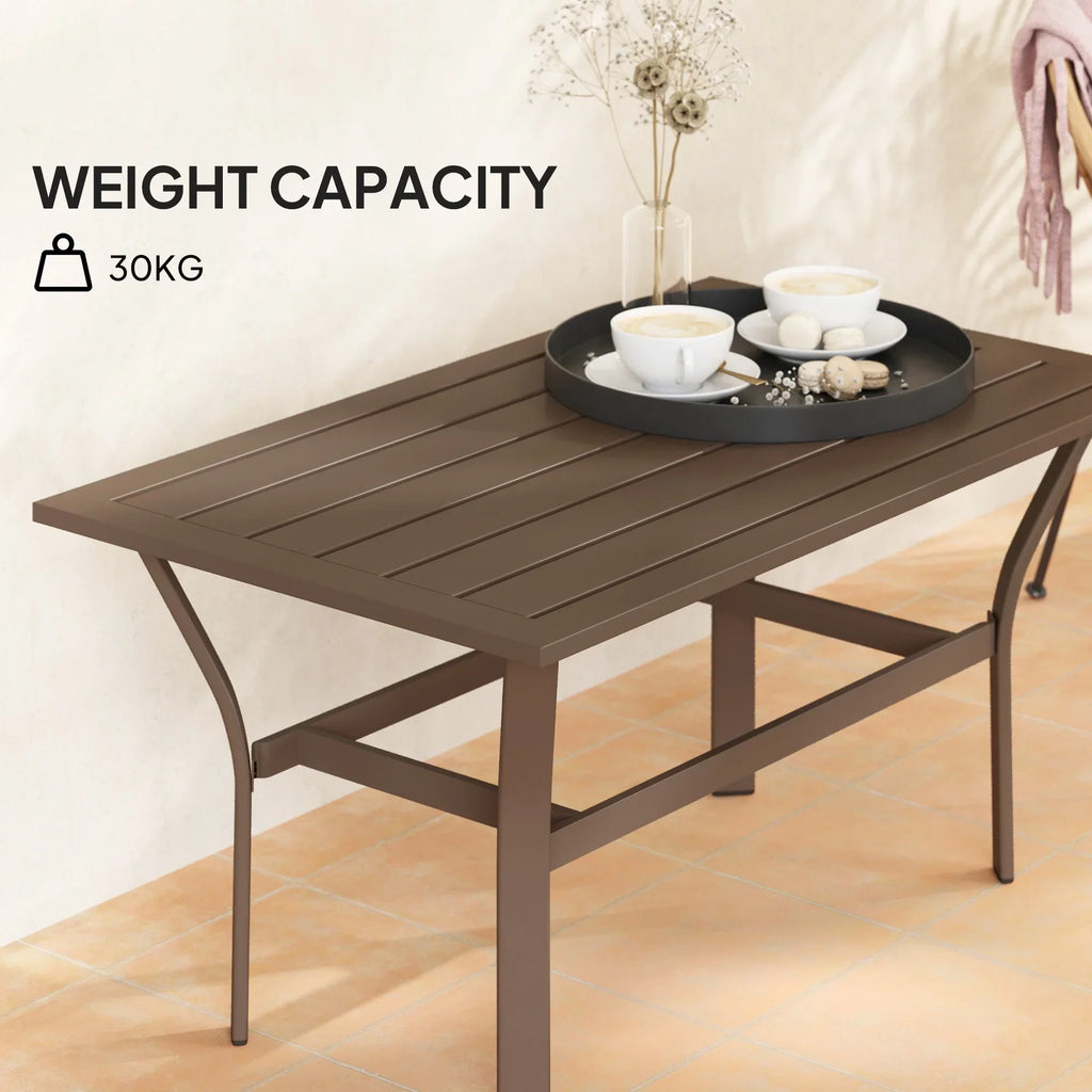 Nouveauté 2026 – Table basse d'extérieur Outsunny , table basse rectangulaire résistante aux intempéries pour patio, avec plateau à lattes, marron