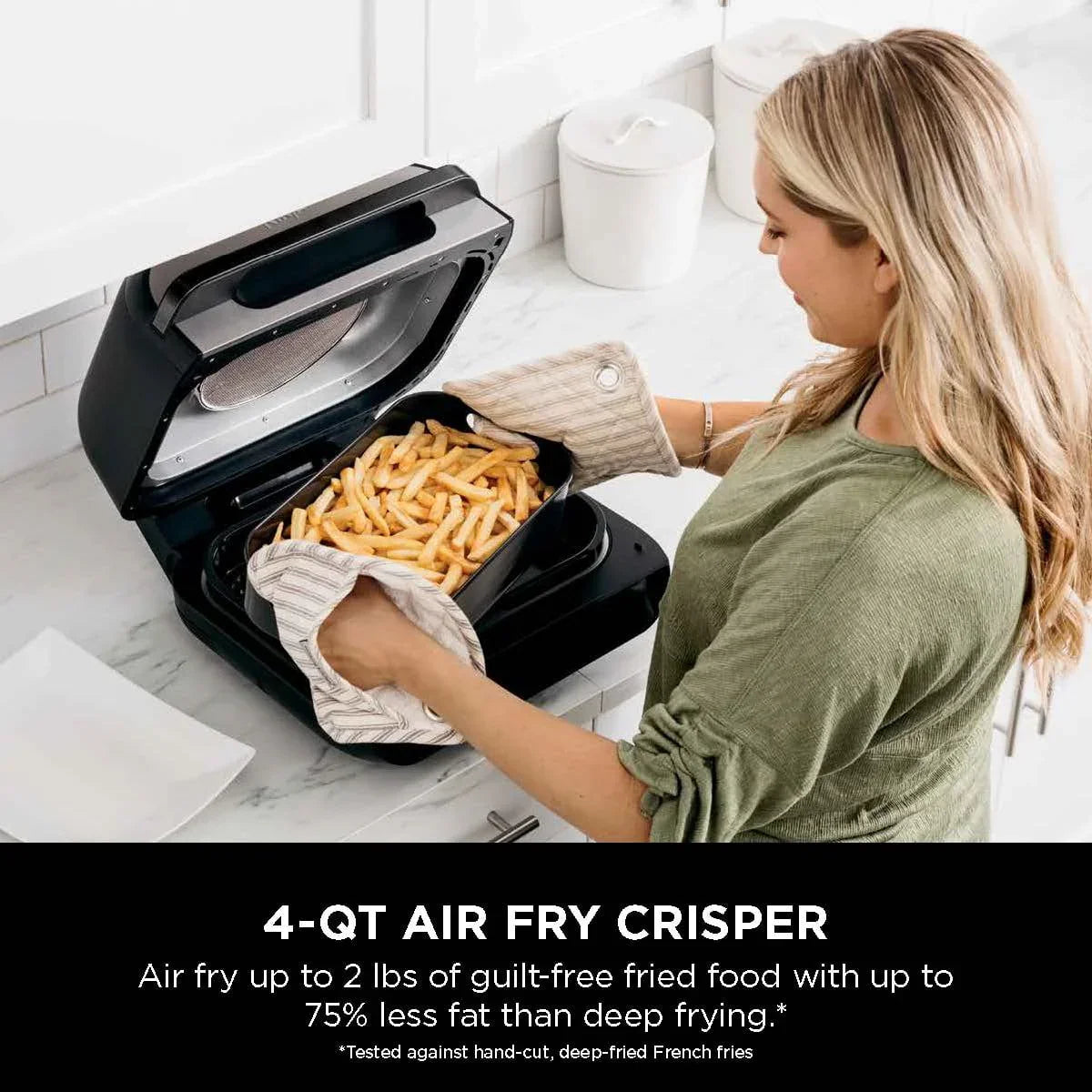 Nouveauté 2026 – Gril d'intérieur Foodi Smart XL 4 en 1 avec friteuse à air de 4 litres, rôtissage, cuisson au four et système de cuisson intelligent, FG550